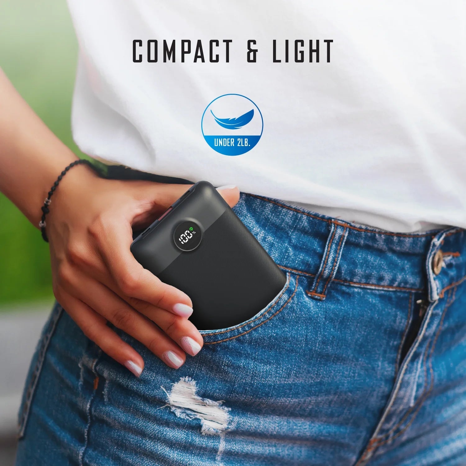 Force 10,000Mah Portable Charger Power Bank – Slim Portable Phone Charger with Built-In USB-C & Lightning Cables