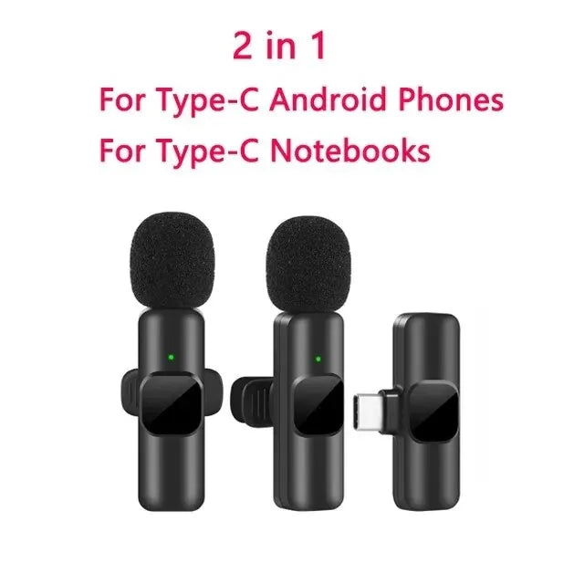 K60 New Wireless Lavalier Microphone Portable Audio Video Recording Mini Mic for Iphone Android Live Broadcast Gaming Phone Mic