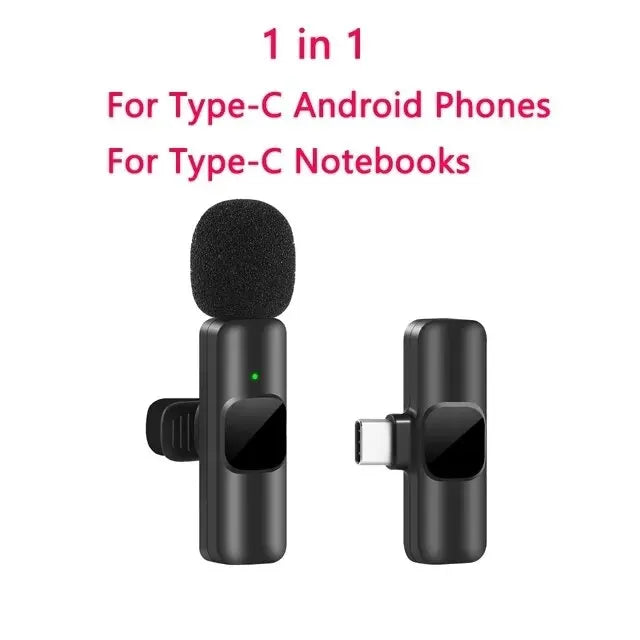 K60 New Wireless Lavalier Microphone Portable Audio Video Recording Mini Mic for Iphone Android Live Broadcast Gaming Phone Mic